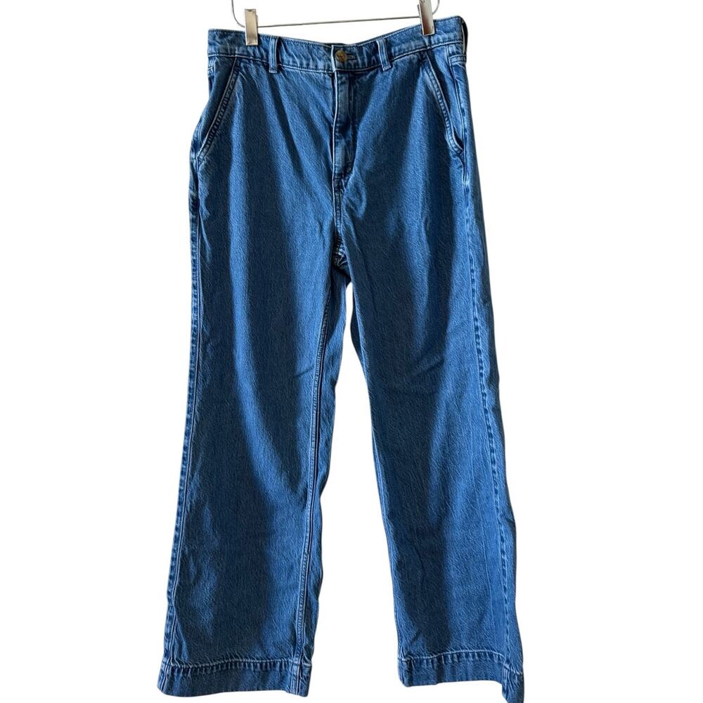J Crew Classic Wide Leg Stretch Denim Jeans Medium Wash 28